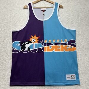 Mitchell & Ness Mens MLS Seattle Sounders 2.0 Split Color Mesh Tank Top Size 2XL